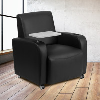 Flash Furniture BT-8217-BK-CS-GG Black Leather Guest Chair with Tablet Arm